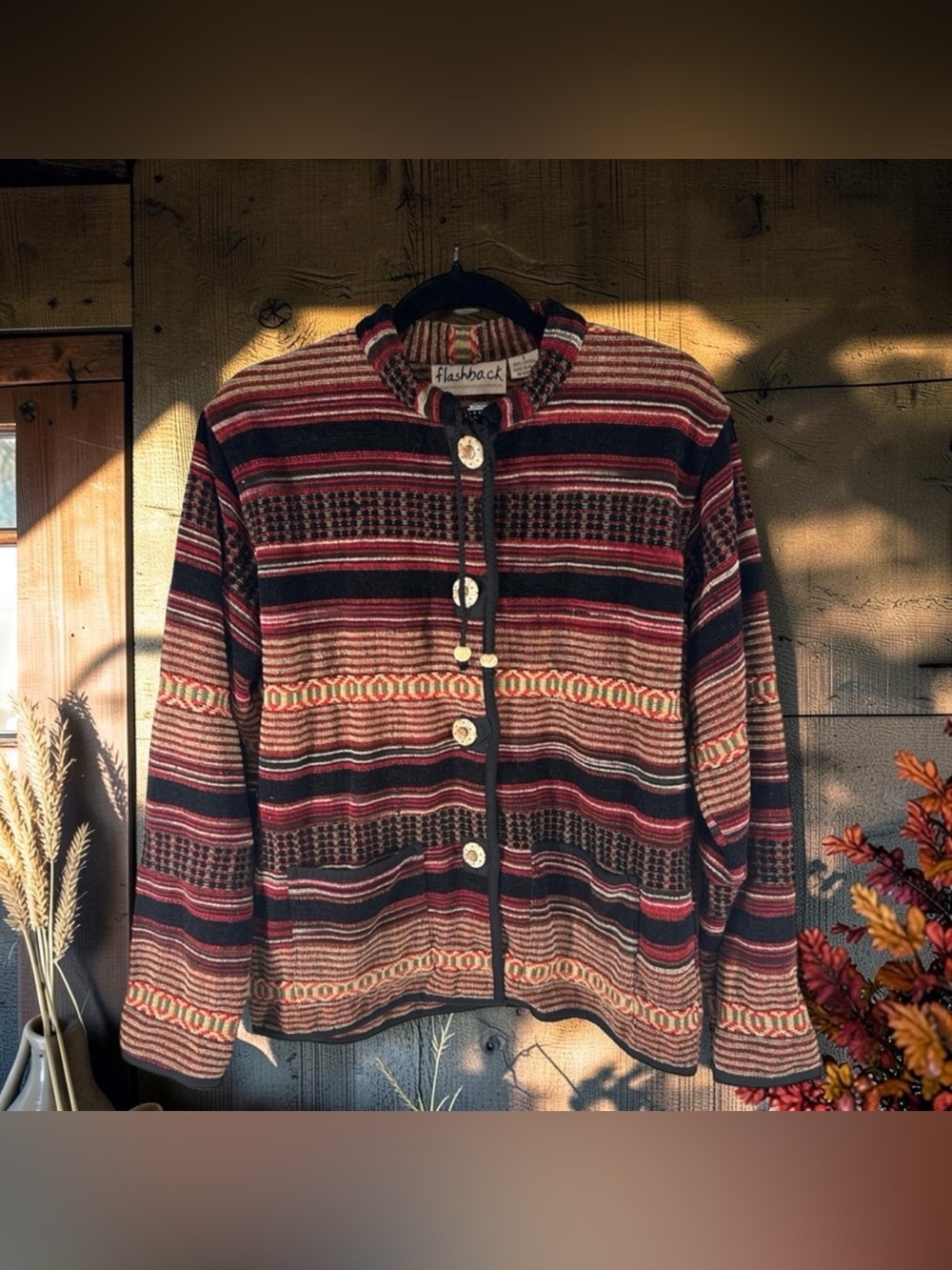 Vintage Flashback Southwestern Tapestry Jacket Size Small Button Front Cotton